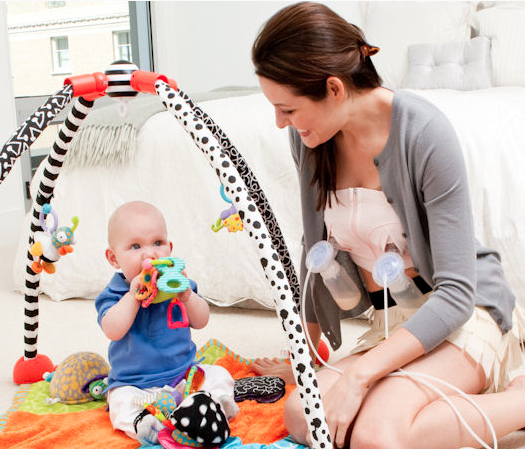 Baby and Mom (hands free pumping)