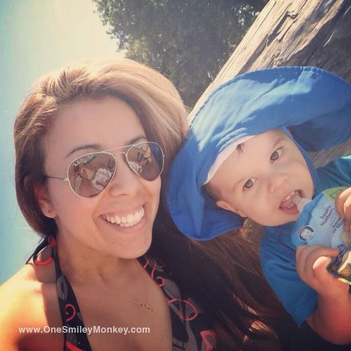 at the beach mommy and baby