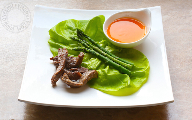 Beef and Asparagus on Lettuce Leaves {Recipe}