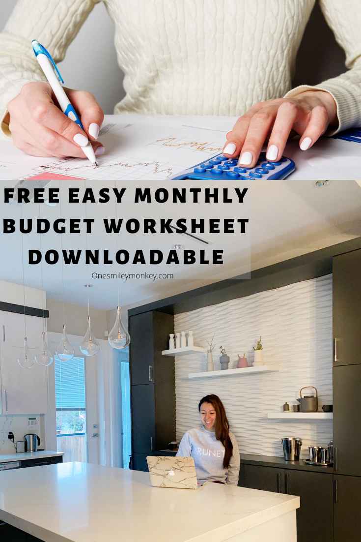 Free Easy Monthly Budget Worksheet Downloadable