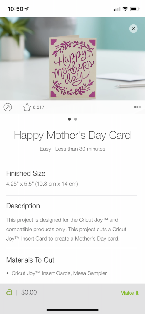 Easy and Quick Mother's Day Card with Cricut Joy - No Computer Project!