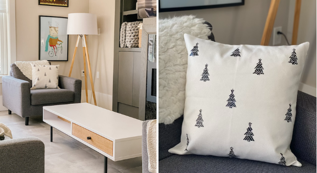 Personalized Minimalist Scandinavian Style Holiday Pillow Gift with Cricut